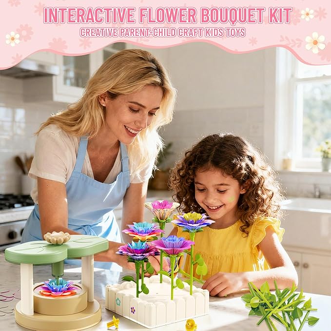 Crafts for Girls 8-12,Craft Kits DIY Fabric Flower Bouquet,Build Your Own Flowers,Toys for 8-12 Years Old,Educational Arts & Crafts Activity, Gardening Pretend Play, 8-12 Year Old Girl Birthday Gifts