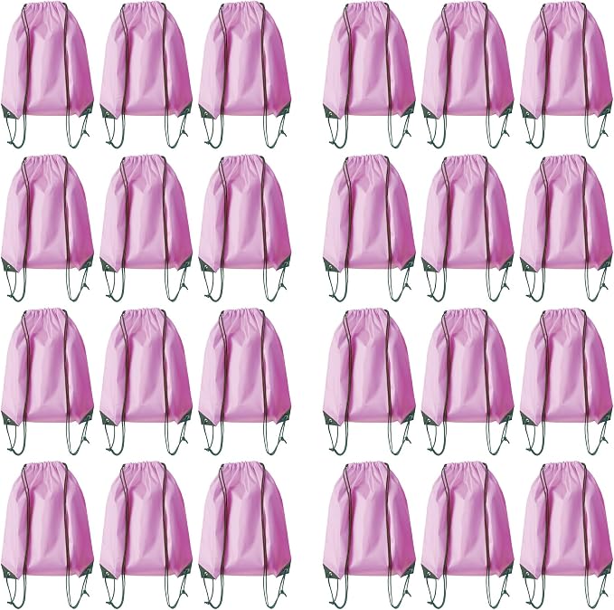 Drawstring Backpack Bulk 24Pcs Draw String Backpack Bags DIY Gym Sports Traveling Yoga Cinch Bag Sackpack Drawstring(pink)
