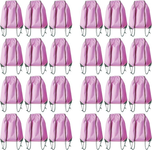 Drawstring Backpack Bulk 24Pcs Draw String Backpack Bags DIY Gym Sports Traveling Yoga Cinch Bag Sackpack Drawstring(pink)