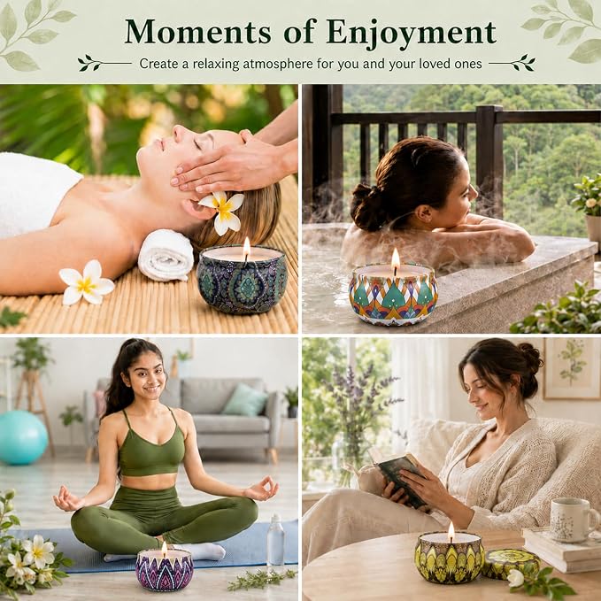 Scented Candles Gift Set, 12 Pack Summer Soy Wax Travel Tin Candles, Refreshing Summer Aromatherapy Scents for Home Spa Relaxation, Gifts for Women
