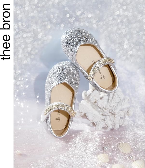 THEE BRON Mary Jane Ballet Flats - Girls' Dress Shoes with Hook & Loop Closure