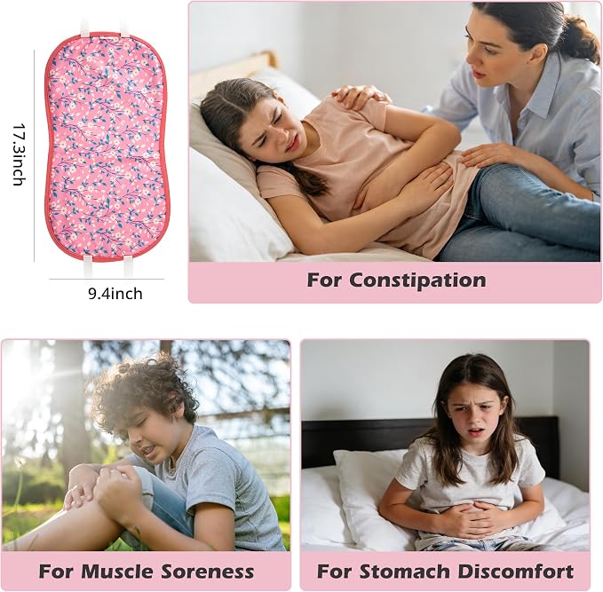 wegreeco Kids Castor Oil Pack Wrap, Reusable Kids Castor Oil Packs for Liver Stomach, Machine Washable Anti Oil Leak 1Pc with Adjustable Strap Pink Flowers (Oil Not Included)