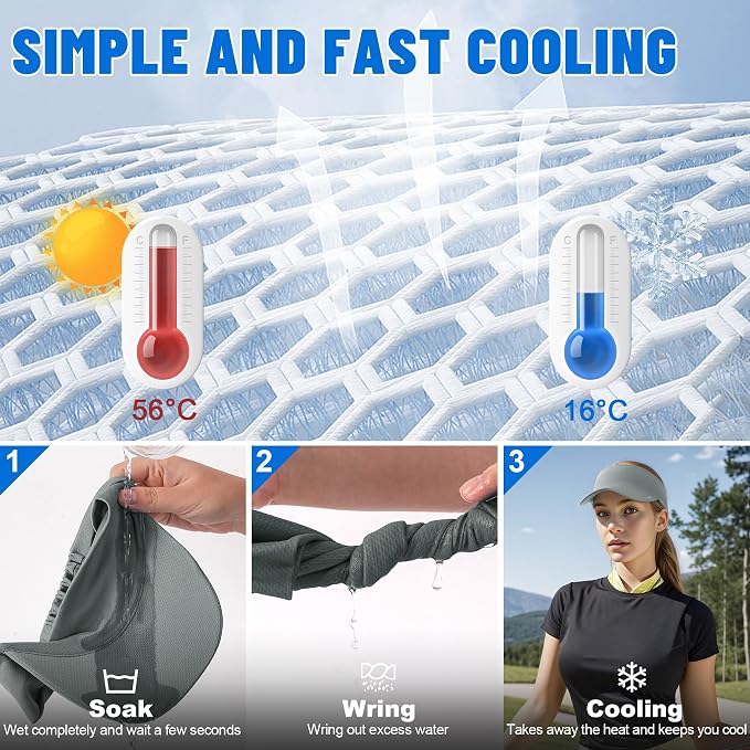 Sukeen Cooling Stretchy Sun Visor for Women Men UV Protection Cooling Hat | Lightweight quick-dry free size vizor with instant cooling, sports visor hat for golf, tennis, cycling, running, pickleball