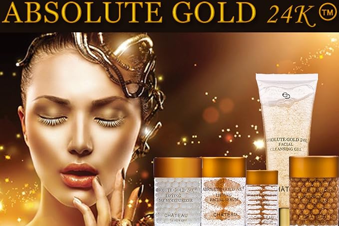 Absolute Gold 24K Lifting Eye Gel - 24 KARAT GOLD, SILK PEPTIDES and HYALURONIC ACID. 1 fl.oz-30 ml. (Fragrance Free, Cruelty Free, Paraben Free, Petroleum Free.)