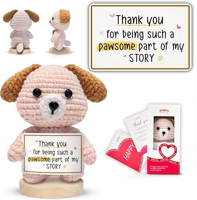 Gossby Positive Dog Crochet - Inspirational Gift for Women, Men - Thank You for Being A Pawsome Part - Christmas, Birthday, Appreciation Thank You, Dog Lover Gift Coworker, Sister, Friend, Teacher