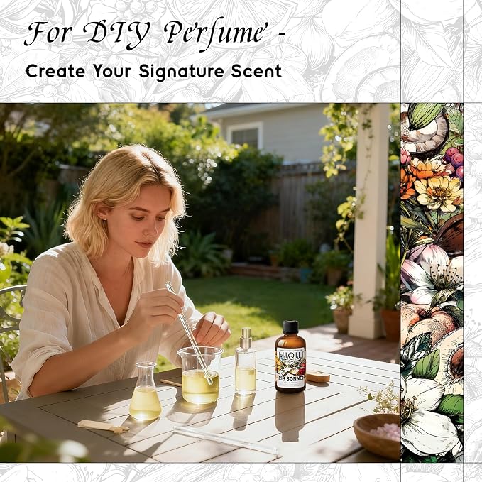 HIQILI Iris Sonnet Fragrance Oil for Diffuser, Balm & Linen Spray Making | Elegant Iris Scent For DIY Blends, Concentrated Long-Lasting Aroma, Ideal For Diffuser & Linen Spray - 30mL / 1 Fl Oz