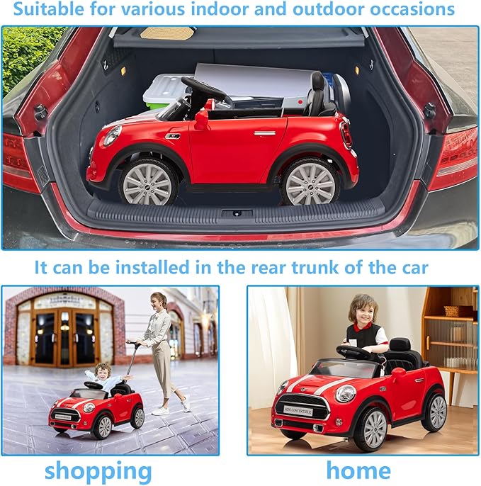 Kids Push Car, Ride On Car, Licensed MINI Cooper Toddler Push Car Toy with Adjustable Push Rod, Horn Music, Seat Belt,Silent Wheels - Ideal Stroller Substitute for Kids 1-3Years Old