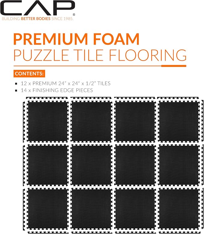 CAP Puzzle Exercise Mats | 1/2” Thick EVA Interlocking Foam Tiles for Home Gym Flooring | Multiple Options