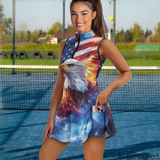 Golf Dress Tennis Dresses for Women with Built in Shorts and Pockets Sleeveless Athletic Dress Workout Dress