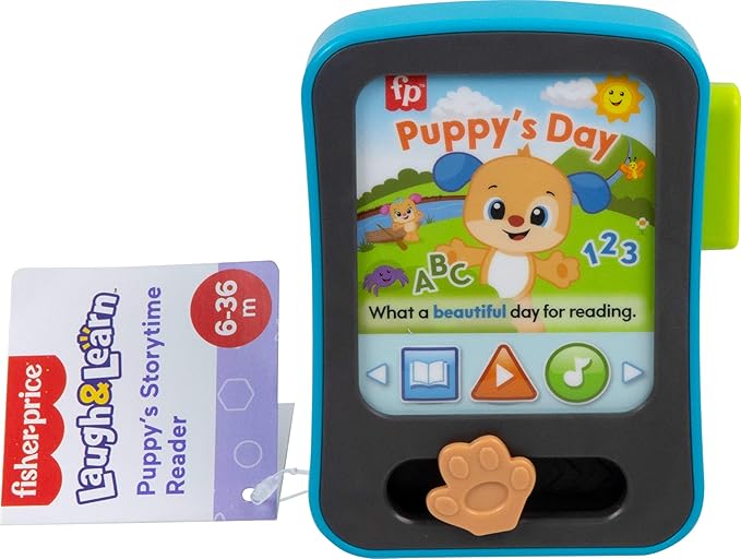 Fisher-Price Baby Learning Toy Laugh & Learn Puppy’s Storytime Reader Pretend Tablet with Music & Lights for Ages 6+ Months