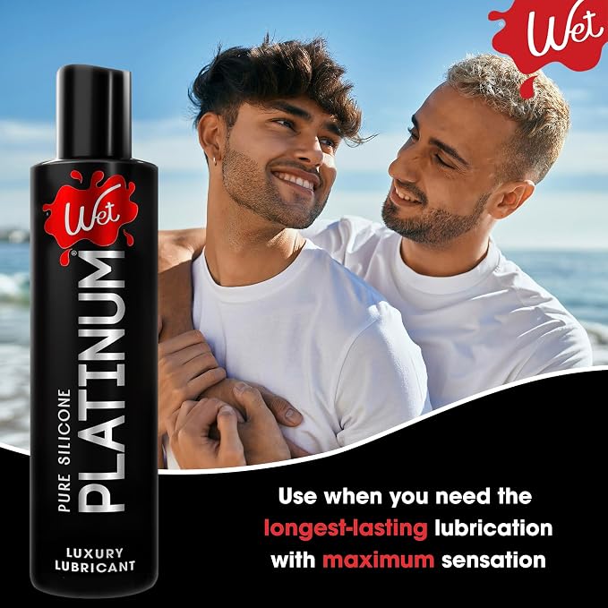 Wet Platinum Silicone-Based Personal Lubricant | Ultra Smooth, Super Slick, Hypoallergenic, Long-Lasting Performance, Waterproof Formula| Lube for Men, Women & Couples, 3 fl oz