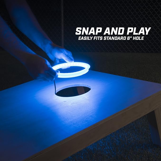 GoSports Cornhole Light Up LED Ring Kit 2pc Set - Red, White or Blue - Compatible with All Cornhole Games