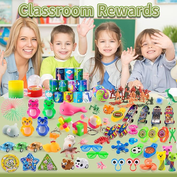 300 PCS Party Favor for Kids Goodie Bags Stuffers, Prize Box Toys for Kids Classroom Bulk, Small Fidget Toys Pinata Fillers, Treasure Chest for Students Rewards, Carnival Prizes, Birthday Gifts