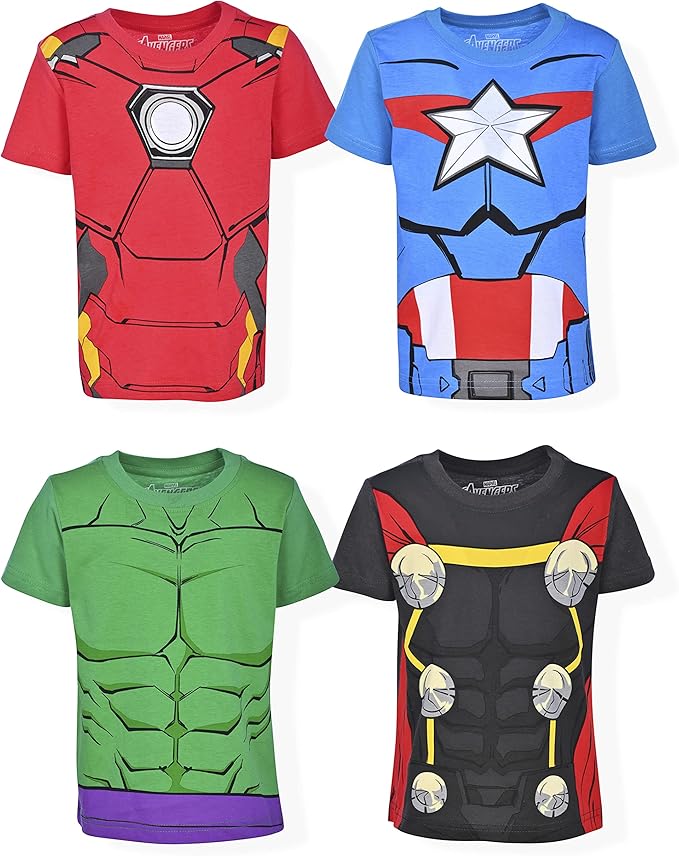 Marvel Boys' Marvel Avengers Boy's 4-Pack Superhero Short Sleeve Tee Shirt Set