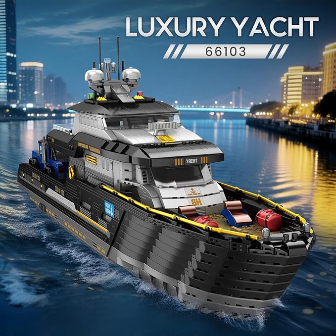 Luxury Yacht Building Block Set for Adult 66103, Cruise Ship Building Toy Boat Model Kit, Yacht Collectible Display Decorations Gift for Adult Boys Girls Kids 14+ (4421PCS)