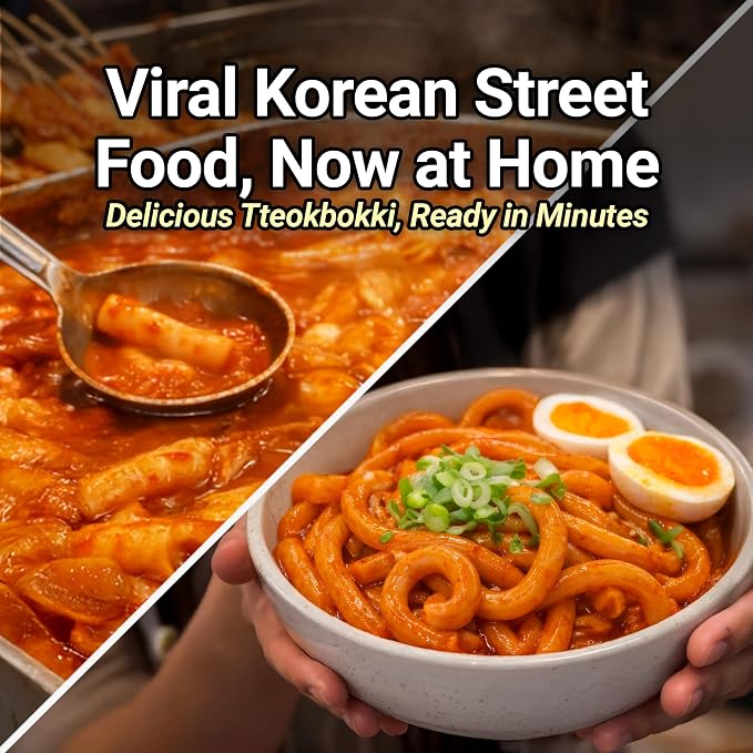Nongshim Tteokbokki Style Noodles, Sweet & Spicy Korean Ramen, 10 Pack | Tteokbokki-style instant noodles with gochujang-inspired sauce, garlic-red pepper notes, chewy texture