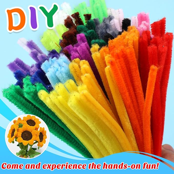 Iuuidu 200PCS Pipe Cleaners, 20 Color Pipe Cleaners Chenille Stem, Fuzzy Sticks Pipe Cleaners Craft Supplies for DIY Arts Crafts Project Assorted Colors