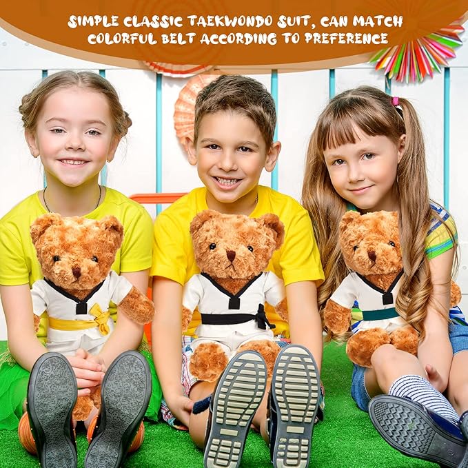Civaner Taekwondo Uniform Outfit Bear Clothes with Belts, Bear Not Included, Fit 12-16 in, Clothes for Taekwondo Uniform Stuffed Animal Clothing for Birthday Gift Party