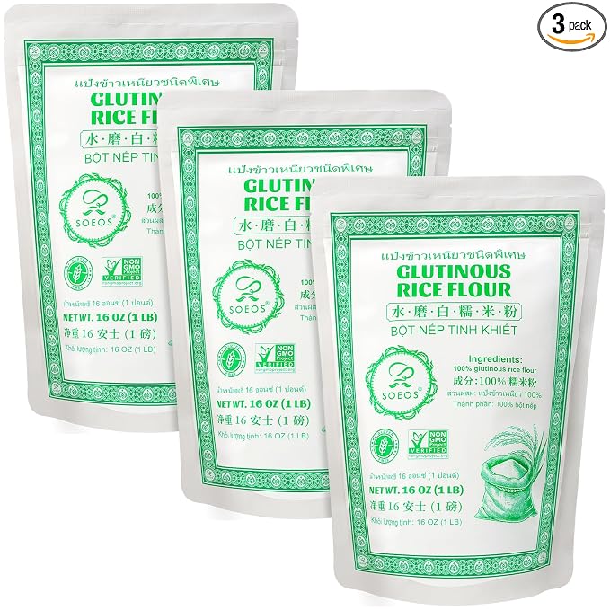 Soeos Glutinous Rice Flour 48 Ounce (Basic), Rice Flour for Baking or Cooking, All Natural White Rice Flour, Vegan, Gluten-Free
