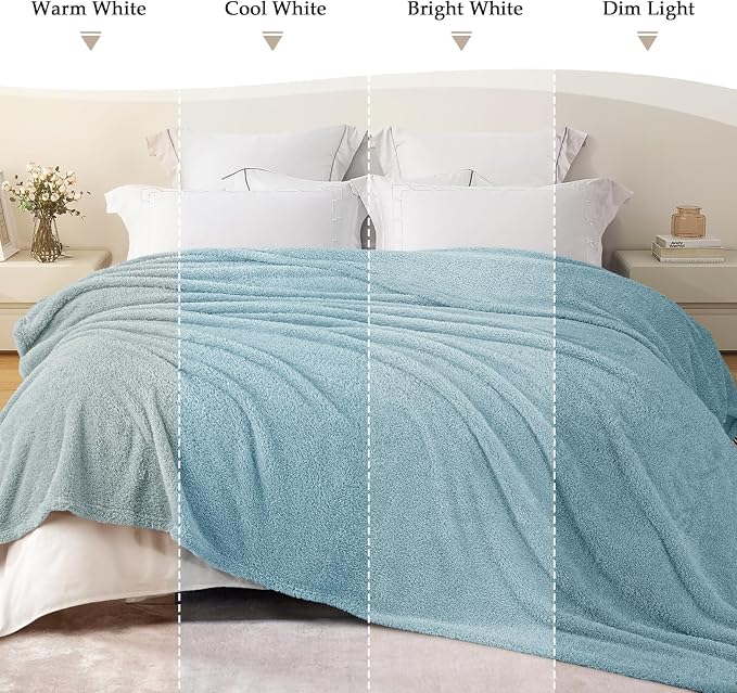 Exclusivo Mezcla Fleece Bed Blankets Queen Size for Bed, 90" x 90" | Super Soft and Cozy Fluffy Blanket for Women, Lightweight and Fuzzy Bedding for Bedroom , All Season, Slate Blue