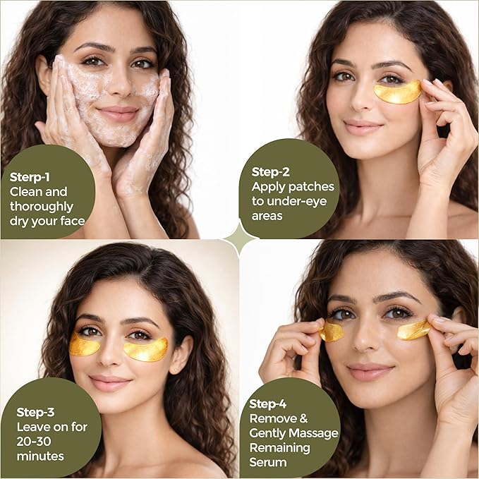 19/90 Under Eye Patches for Dark Circles & Puffiness – Hydrogel Eye Masks with Caffeine, Niacinamide & Collagen – Helps Reduce the Look of Bags & Fine Lines, Gold, (30 Pairs)