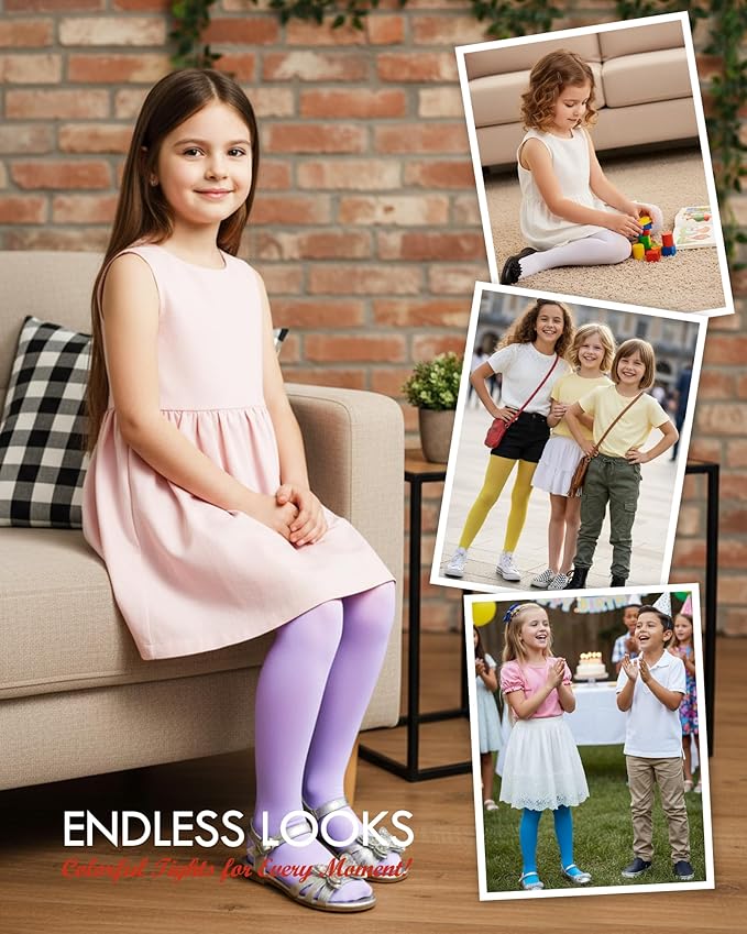 CHUNG Girls Footed Tights Light Weight Stretchy 60D Multi Candy Color Stage Play Costumes 2-12Y