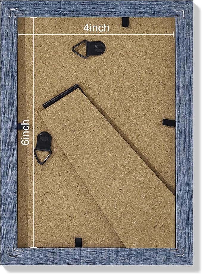 Vittanly 4x6 Picture Frames Set of 9 for Wall or Tabletop Display, Navy | Display Pictures 3.5x5 with Mat or 4x6 without Mat, Small Photo Frames, Engineered Wood with Shatter Resistant Plexiglass
