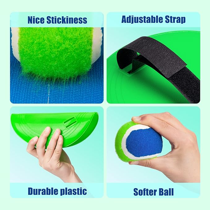 EVERICH Toss and Catch Ball Game & Paddle Ball Set, Outdoor Games for Kids Outdoor Toys Yard Games, Beach Pool Lawn Camping Outside Toys for Adults and Family Fun, Great for Boys Girls