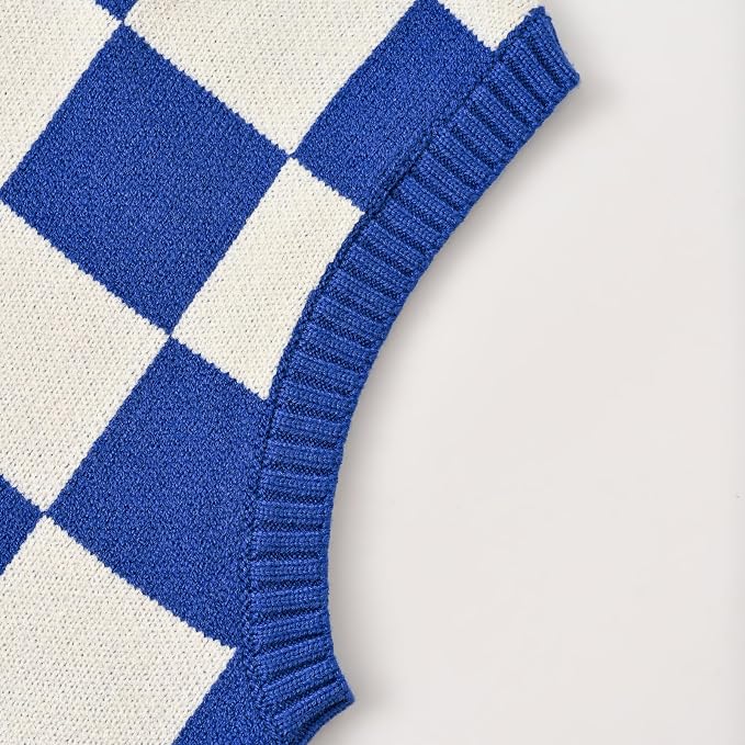 Women's Sweater Vest,Y2K Sleeveless Pattern Preppy Style Knitted Crop Tank Top for Girl