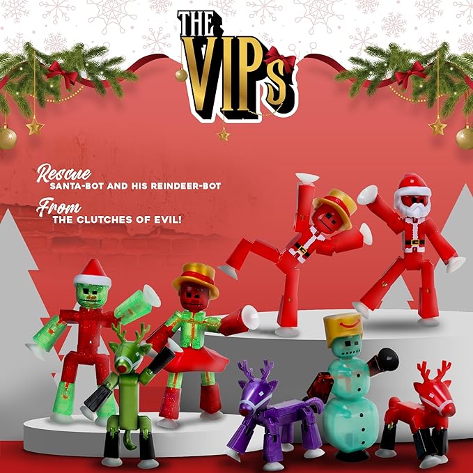 Zing Stikbot Advent Calendar Christmas Countdown Collectable Action Figures. "Hero Save Christmas" Includes Exclusive Stikbots, and Exclusive Collectors’ Items. Create Stop Motion Animation (Stikbot Advent Calendar 2025)