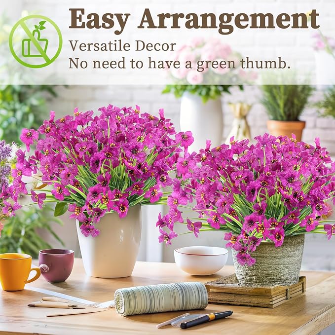 ColoPlay 24Bundles Light Purple Artificial Flowers for Outdoors Fake Flower | Fake Plants Outdoors Artificial Flowers, Faux Flowers for Indoor Outside Garden Porch Window Box Home Wedding Farmhouse
