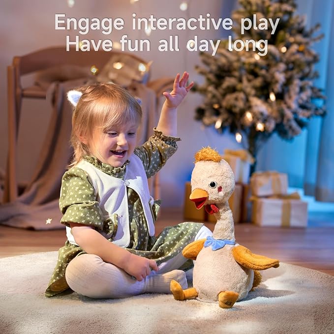 TUMAMA Dancing Talking Chicken Toy, Mimicking Twisting Neck Flapping Wings Electronic Pet Soft Plush Chick Toy,Singing, Recording, Repeating, Baby Toddler Interactive Toys for Boys Girls Gifts