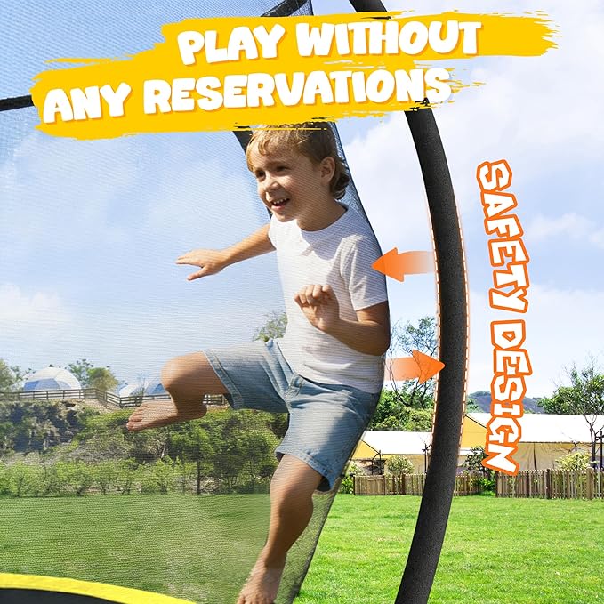 JELENS Trampoline 8FT 10FT 12FT 14FT 15FT 16FT, Recreational Trampolines with Enclosure Net, Outdoor Anti-Rust Trampolines for Kids and Adults, ASTM Approved