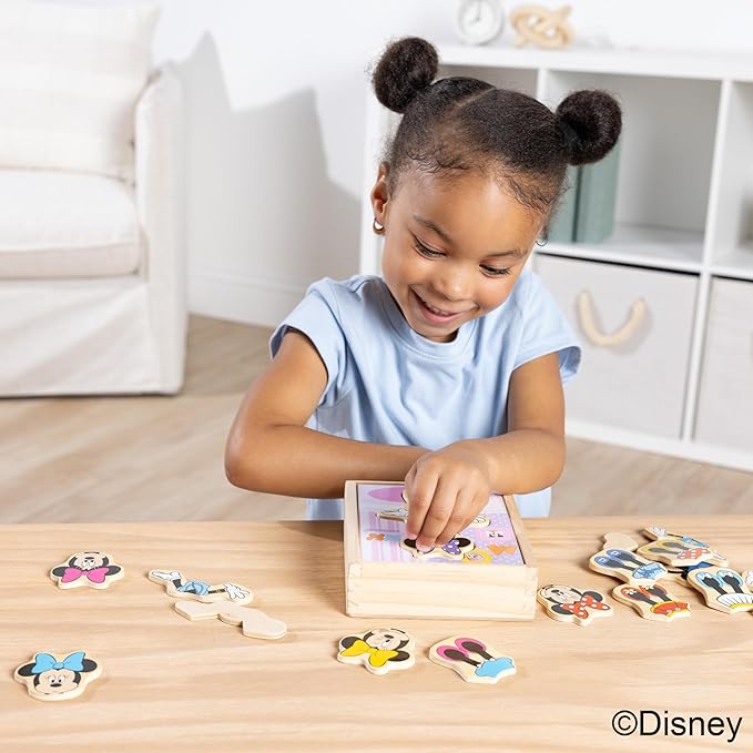 Melissa & Doug Disney Minnie Mouse Dress-Up Puzzle, 18 Pieces Mix and Match Outfits, Sorting & Matching Toy with Storage Case, Educational Puzzle for Toddlers Ages 3+