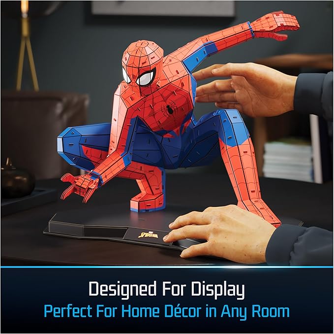 4D Build, Marvel Spider Man 3D Puzzle Model Kit Full-Body Pose, Marvel Collectibles & Desk Décor, Adult Puzzles, Building Toys, 195 Pieces, 3D Puzzles, Gift Ideas for Ages 12 & Up