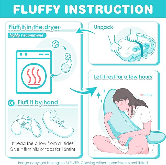 BYRIVER C Shaped Pregnancy Pillow with Cover, Knee Pillow for Side Sleeper Knees Legs Hips Pain, Leg Pillow Elevation for Lower Back Pain, Versatile Small Body Pillow for Sleeping(Dino)