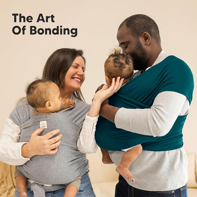 KeaBabies Baby Wrap Carrier - All in 1 Original Baby Carrier Newborn to Toddler Sling, Easy to Wear, Hands Free Bonding, Lightweight, Breathable Infant Wraps (Peacock Green)