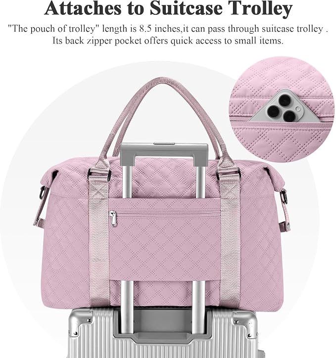 Travel Duffel Bag, Carry On Overnight Weekender Bags for Women | Travel Bag with Wet Pocket & Trolley Sleeve, For Spirit Airlines 18x14x8 Personal Item Bag