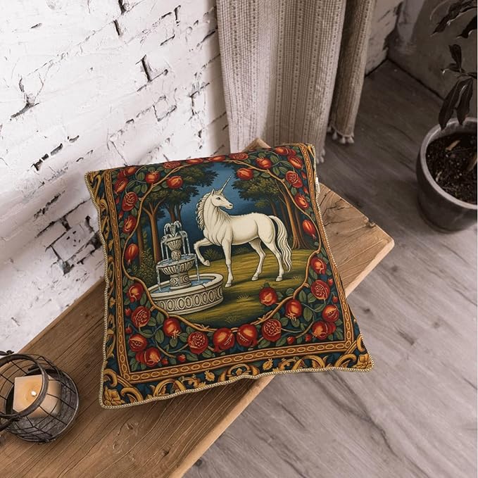 Vintage Horse Floral Velvet Pillow Covers 20x20 Inch Tapestry Art Flowers Throw Pillows for Couch Cushion Covers Pillowcase European French Country Pillow Cases for Sofa Bed Bedroom