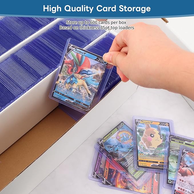 6 Pack Trading Card Storage Box, 2340 Count White Sports Card Organizer for Storing, Protecting and Organizing Soccer, Basketball Game Cards