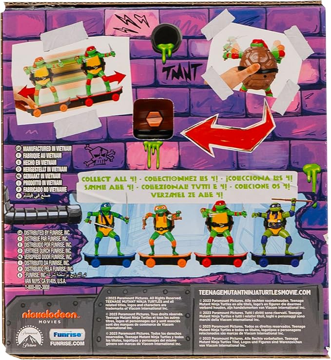 Teenage Mutant Ninja Turtles Toy, Raphael Sewer Shredder Pullback Skateboard, Mutant Mayhem TMNT Ninja Turtle Figure, Ages 3+