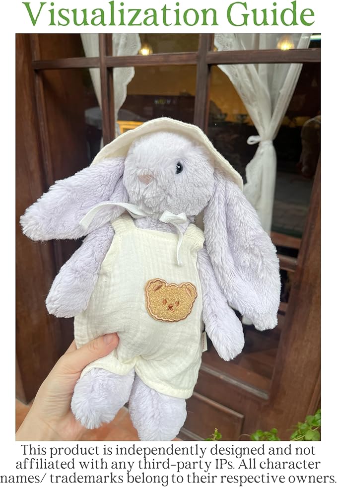 9-12"/30cm Teddy Bear Outfit: 2-Piece (Romper + Bonnet) Doll Clothes for Medium Bashful Bunny Bartholomew Bear（NO Doll）