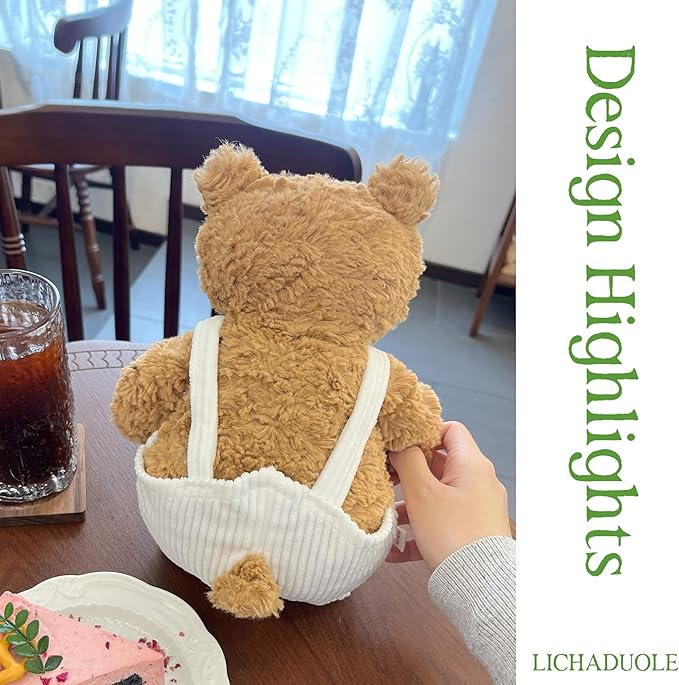 14-15"/36cm Bartholomew Overalls Set with Reversible Bandana 2-Piece Clothes for Teddy Bear（NO Doll）