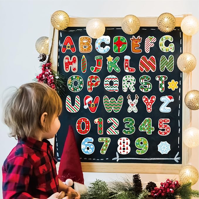 Large Size Cute Fridge Magnets for Toddlers, Preschool Spelling Learning Education Refrigerador Magnetic Toy (Christmas Numbers 38pcs)