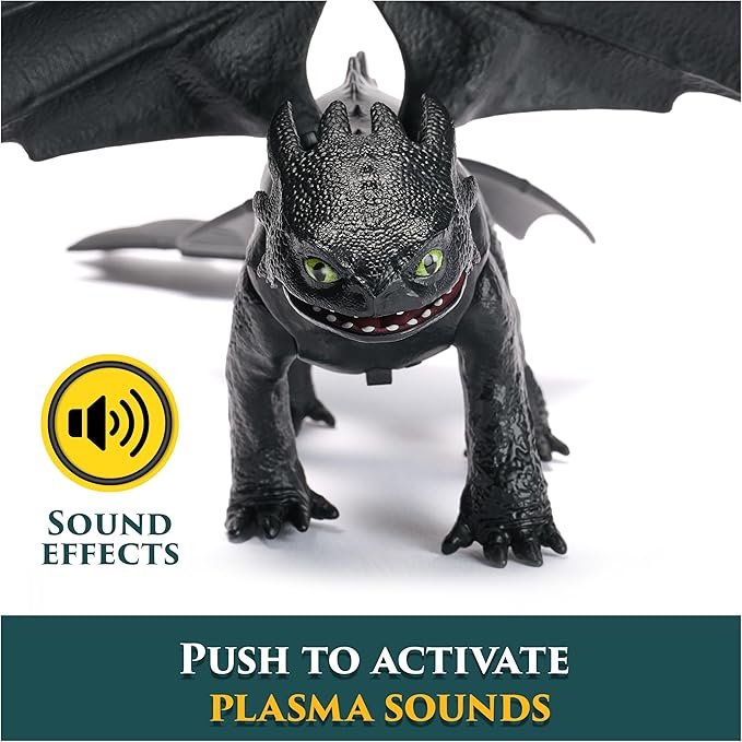DreamWorks Dragons, Battle Dragons, Plasma Sounds Night Fury, 13” Action Figure, Kids Toys for Boys & Girls Ages 4 and up