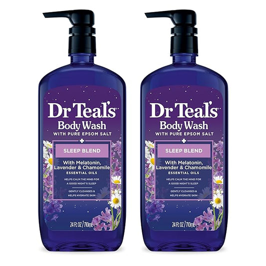 Dr Teal's Sleep Blend Body Wash with Pure Epsom Salt, Melatonin & Essential Oil Blend, 24 fl oz (Pack of 2)