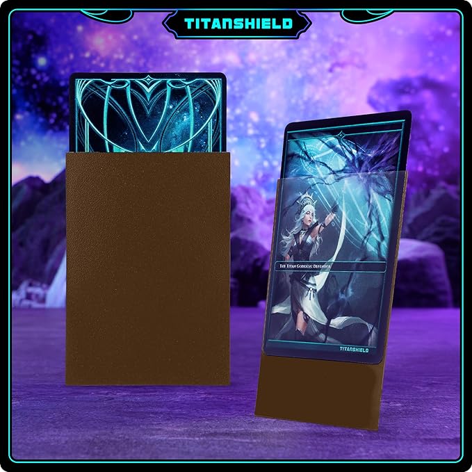 TitanShield Premium Card Sleeves | Compatible with Pokemon, One Piece, Lorcana, Flesh & Blood, & Magic The Gathering MTG | (150 Sleeves - Standard) (1, Earth Brown, Standard | 66x91mm)