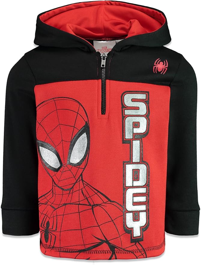 Marvel Avengers Spider-Man Fleece Half Zip Hoodie Toddler to Big Kid Sizes (2T - 18-20)