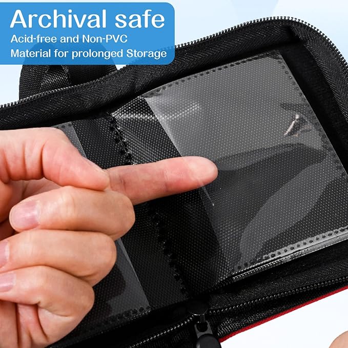 1 Pocket Card Binder – Collectible Trading Card Album, Single Card Holder with 20 Pages, Holds 40 Cards, Side-Loading Mini Binder for TCG, MTG, Sports, Baseball, Football, Small Sports Card Book,Red
