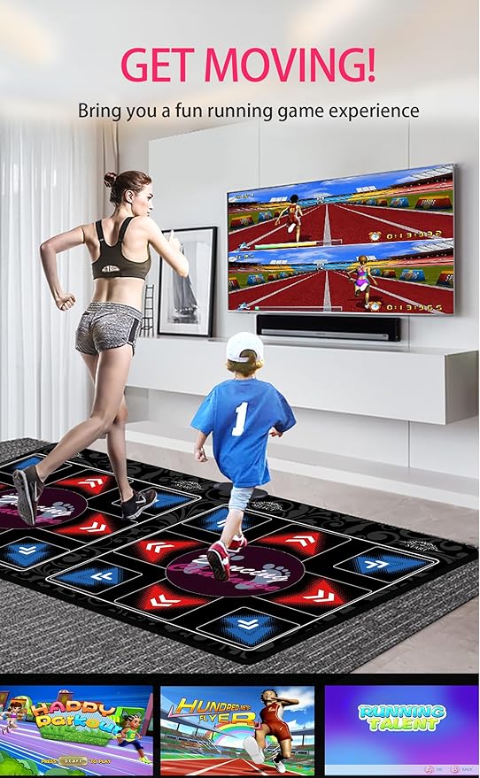 WuZhuangYuan Music Dance Mat for Kids & Adults,Ideal for Fitness Dance Games,899 Games,64GB Memory Card,75 Music Videos,650 Songs.for TV use,Made of Premium Flannel,a Luxurious Gift for Children